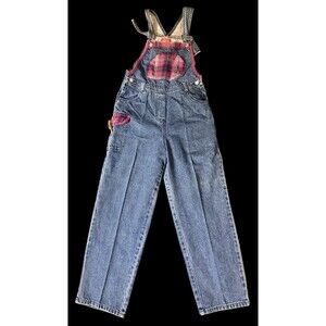 Vintage 90’s Y2K ESPRIT KIDS Denim Overalls Bibs Women’s Juniors XL plaid
